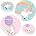 Magical Unicorn Party Supplies Stickers for Party Favor Bags - 30 Cute Unicorn & 30 Thank You Stickers - 60 Total Count
