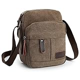 Zicac Men's Small Canvas Shoulder Bag Briefcase Messenger Bags Satchel (Coffee)