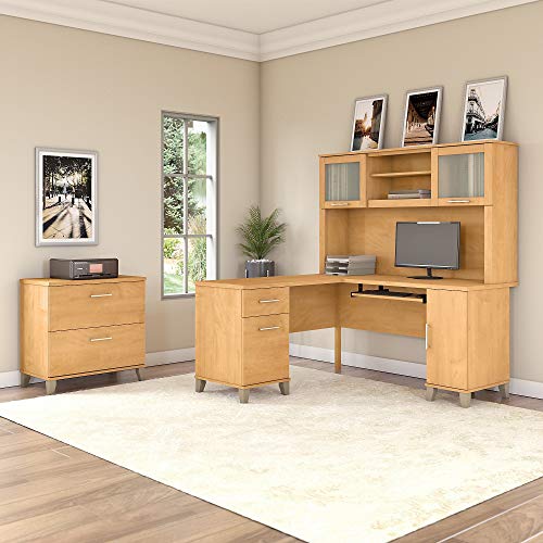 Bush Furniture Somerset L Shaped Desk with Hutch and Lateral File