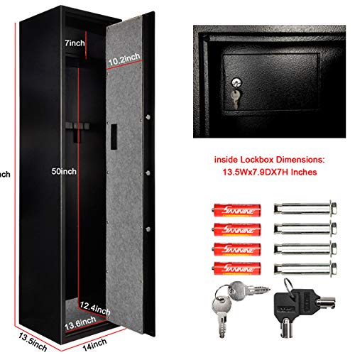 Moutec Electronic Rifle Safe, Quick Access 5-Gun Large Metal Rifle Gun Security Cabinet (with/Without Scope) with Separate Pistol/Handgun Lock Box - Thumbnail 3