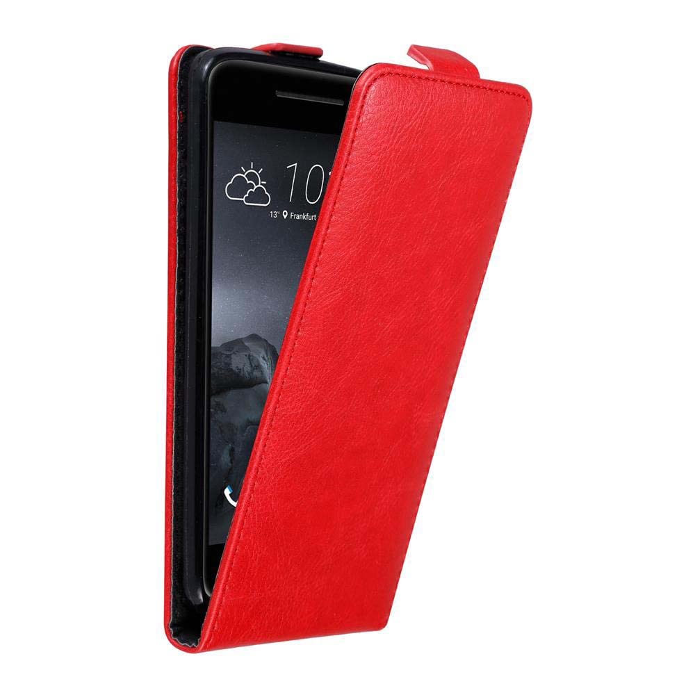 cadorabo Case works with HTC ONE A9 in APPLE RED - Flip Style Case with Magnetic Closure - Wallet Etui Cover Pouch PU Leather Flip