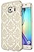 S6 Edge Case, Galaxy S6 Edge Case, SGM (TM) Damask Design Pattern Rubber Coating Ultra Slim Fit Hard Hybrid Case Cover for Samsung Galaxy S6 Edge + SGM (TM) Microfiber Cleaning Cloth (Gold)