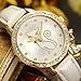Top Plaza Women Fashion Golden Rhinestone Case Cat Dial White PU Leather Band Quartz Wrist Watch with Cat Charm