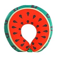 1 pc Printed U-Shape Neck Pillow for Kids&Adults Head Support,Child Travel Neck Pillow,Cute Fruit Plush Pillow Watermelon Fruit Pillow
