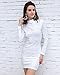 Miss ord Women's Long Sleeve High Neck Bodycon Tight Casual Mini Dress White X-Small