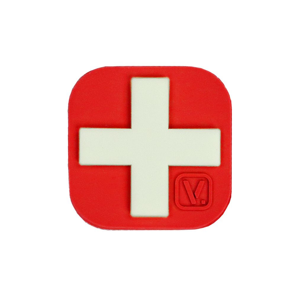 1-Inch Medical Cross 'SUPER-LUMEN' Glow-In-The-Dark Patch (Red)