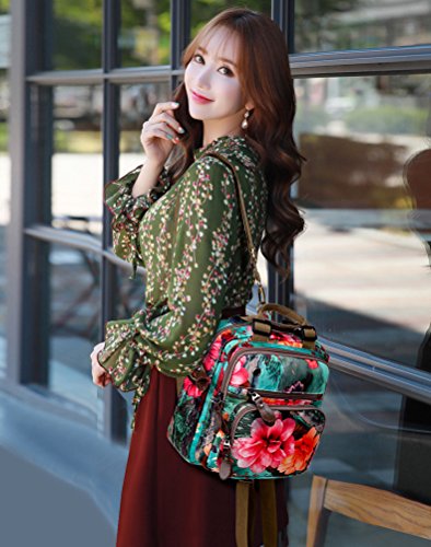 Womens Fashion Crossbody Shoulder Bag Flower Printing Purse Handbags Multi Purpose Shoulder Backpack - Thumbnail 4