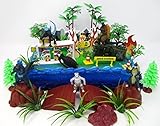 GODZILLA Deluxe Birthday Cake Topper Set Featuring Random Godzilla Figures and Decorative Themed Accessories