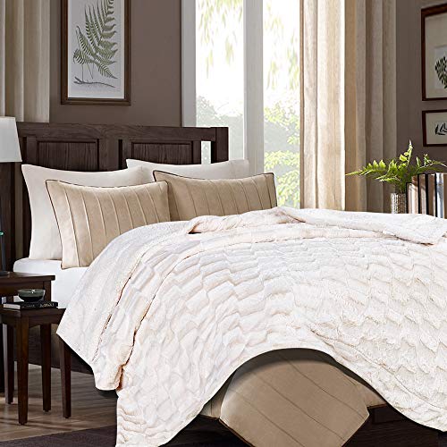 Chanasya-Fuzzy-Faux-Fur-Elegant-Rectangular-Embossed-Throw-Blanket-Plush-Sherpa-Cream-Microfiber-Blanket-for-Bed-Couch-50x65-Inches-Creme Chanasya Fuzzy Faux Fur Elegant Rectangular Embossed Throw Blanket - Plush Sherpa Cream Microfiber Blanket for Bed Couch…