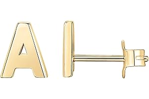 PAVOI 14K Gold Plated Sterling Silver Alphabet Letter Earrings | Personalized Initial Earrings