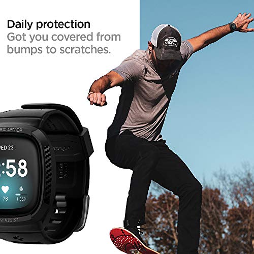 Spigen Rugged Armor Pro Designed for Fitbit Versa 3 Case with Band
