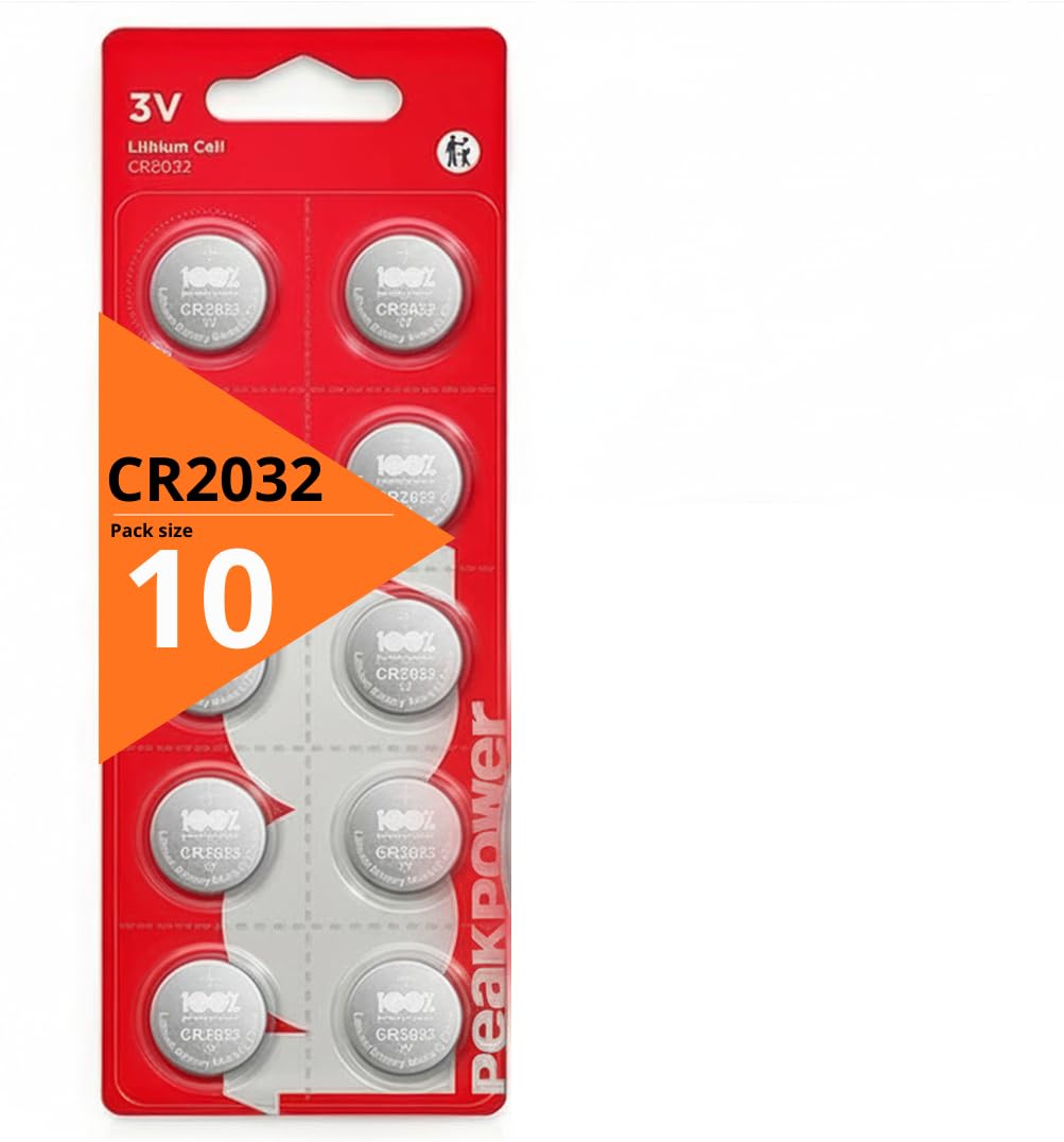 100% PeakPower CR2032 Batteries 3V Lithium - 2032 DL2032 ECR2032 Battery Replacement - Button Cell Coin Battery for Car Key Fob, Remote, Scales, AirTag, Computer Motherboard & LED lights — image 1