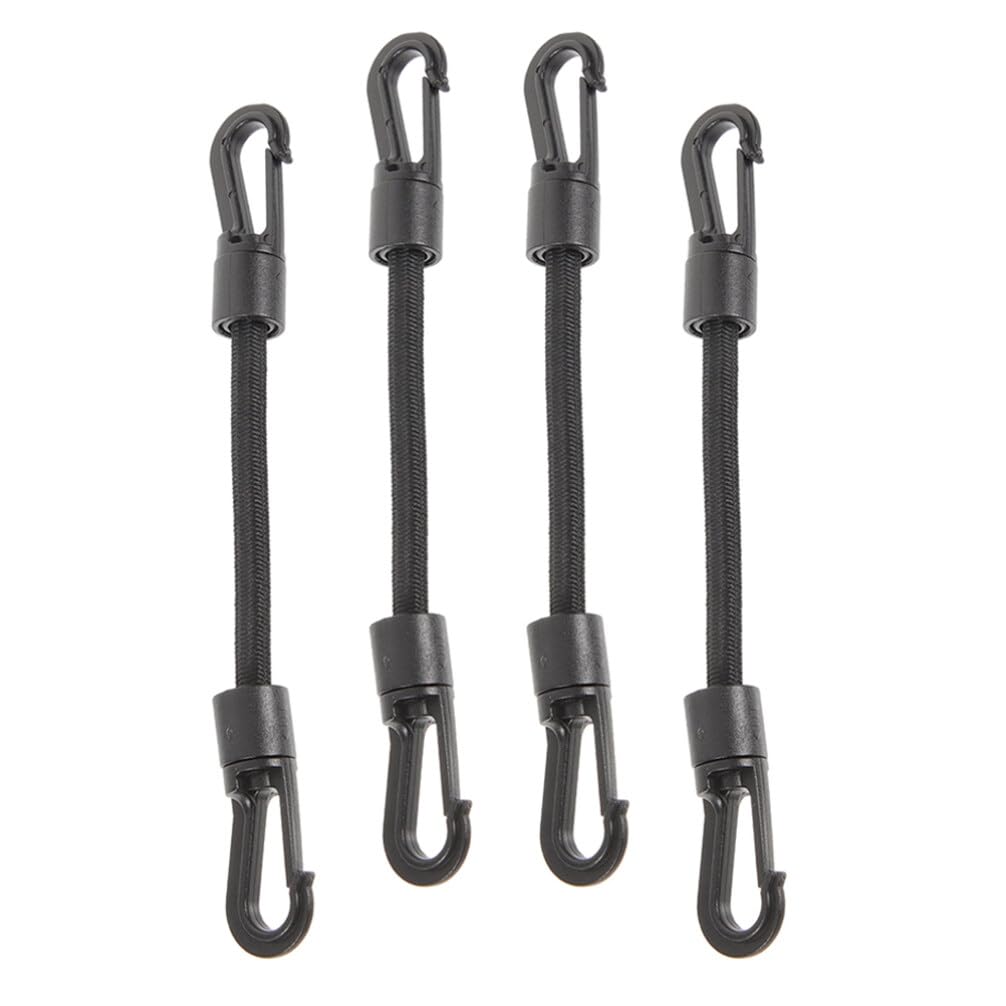 BESPORTBLE 6Inch Bungee Cords with Carabiner: Black Short Elastic Tie Downs Straps, Multi-function Buckle Straps, Tie Down Straps for Camping Bike Rack Luggage Tent 4Pcs