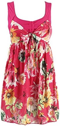 NoNoCat Flower Printing Modest 1 Piece Swimwear Cover Up swimdress Plus Size for WomenXL(US 16-18), Mei Red
