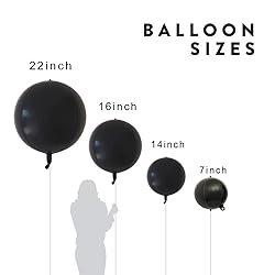 Eanjia Round Black 4D Large Foil Balloons 2 Count