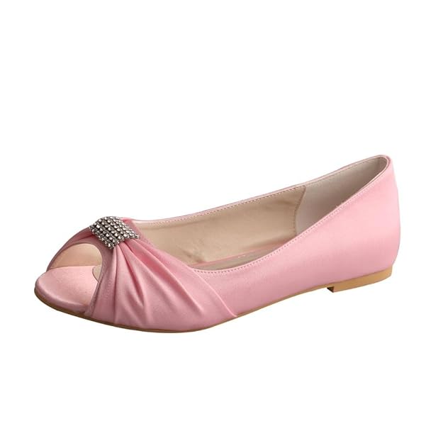 Wedopus MW1361 Strass Peep Toe Ballerinas Satin Hochzeit Braut Party Schuhe f¨¹r Frauen