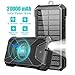 GOODaaa Solar Power Bank 30000mAh,Built-in Type-C&Micro&iOS 3 Cables Portable Quick Charger External Battery Pack 4 Output Dual Input, LED Flashlight&SOS (Gray), OD-IMO2