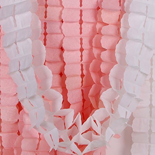 Hanging Garland, Pack of 8 White and Peach Pink Four-Leaf Clover Tissue Paper Garland, Party Streamers for Party Backdrop Party Decorations, 11 Feet/3M per Each(4 Pcs White+4 Pcs Peach Pink)