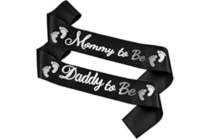 GDTO8820 2pcs Mommy To Be & Daddy To Be Baby Shower Sash Black, Baby Shower Party Gifts for New Mom Dad Gender Reveal Supplies Decorations Favors