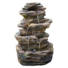 Castle Ledgestone Rock Fuente con luces LED: pequeña función de agua al aire última intervensión para jardines y patios. Diseño artesana