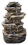 16" Castle Ledgestone Rock Fountain w/LED Lights: Small Outdoor Water Feature for Gardens & Patios. Hand-crafted Design. HF-R20-16LT by Harmony Fountains