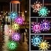 SIX FOXES Sunflowers Solar Powered Wind Chime Outdoor, Color-Changing Mobile Wind Chime Hanging Lights, Romantic Décor Solar Lamp for Porch/Patio/Garden/Yard, Gifts idea for Mom, Grandma