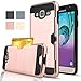 Galaxy J3 V Case, J3 Case,Galaxy Sky/ Amp Prime / Express Prime / Sol Wallet Case, AnoKe[Credit Card Slots Holder]Silicone Hybrid Shockproof Armor Defender Protective Case for Samsung J3 KLS Rose Gold