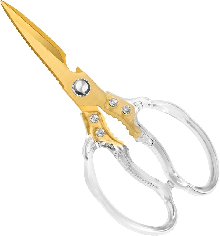 Küchenschere Edelstahl Scharf mit Transparenter Griff - Gold — Foto 1 von 8
