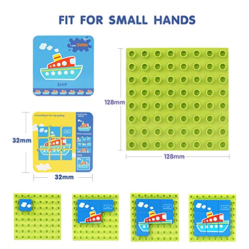 Bammax Jigsaw Puzzles for Toddler, Wooden Block Puzzle Peg Board Set with Flash Cards Educational Preschool Montessori Toys Gift Set for Baby Infant, Colorful Fruit Puzzles Set, Learn Color Shapes - Thumbnail 3