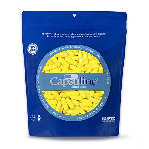 Capsuline Colored Gelatin Empty Capsules Size 3 Yellow/Yellow 1000 Count
