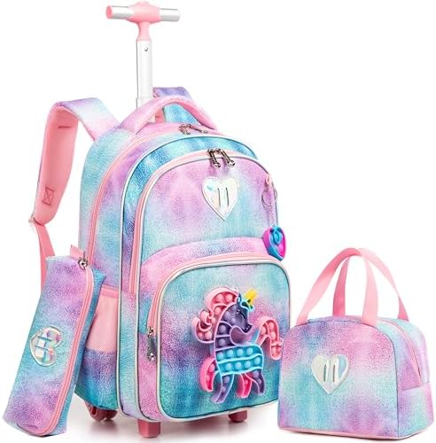 Meetbelify Rolling Backpack for Girls Unicorn Backpacks with Wheels for ...