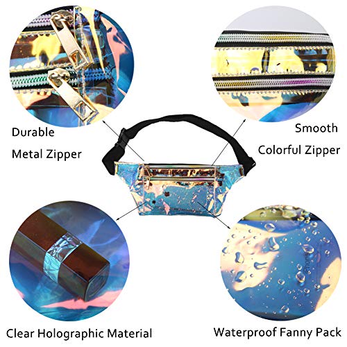 Mum's memory Clear Fanny Pack for Women - Waterproof Transparent Waist Pack for Men NFL & PGA & NCAA Stadium Approved Clear Bag Great for Games, Concerts, Rave, Festival, Travel (B Clear Blue)