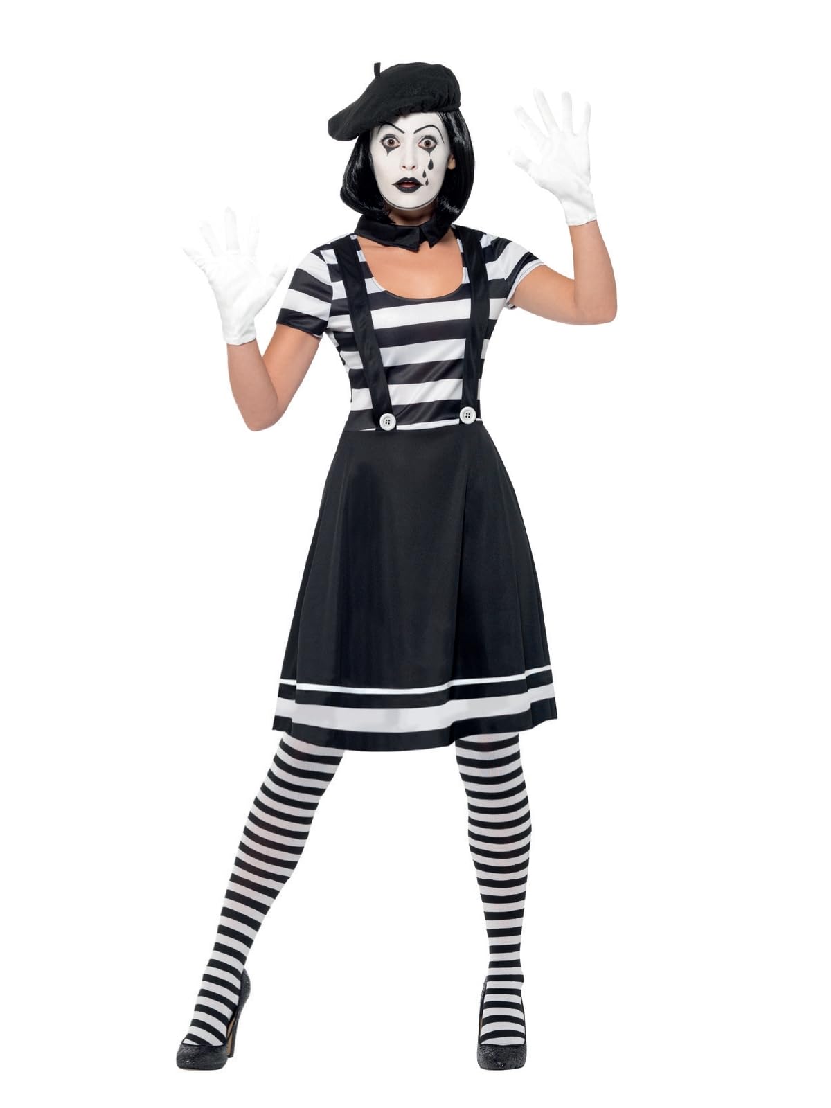 Smiffys Lady Mime Artist Costume, Black, L - UK Size 16-18