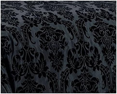 Lizzy Antonio Damask 4 Pcs Flock Complete Bedding Set Duvet Cover Set Double & King (King, Black Black)