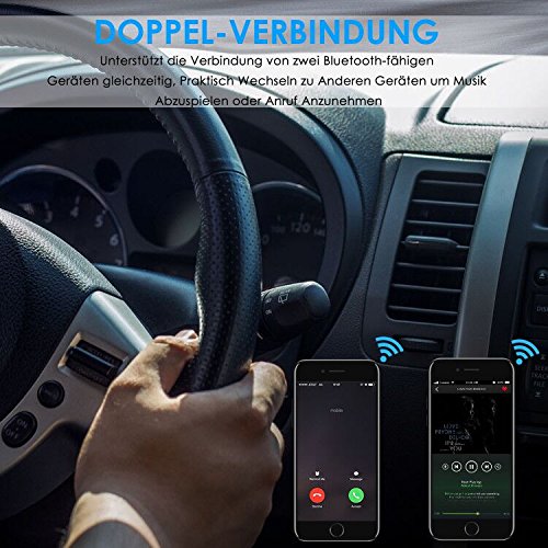 Bluetooth Receiver, bedee Mini Bluetooth Empfänger 3.5mm Drahtlos Adapter Built-in Microphone Unterstützung Freisprecheinrichtung für KFZ Autoradio / Lautsprechersystem / Kopfhörer / TV / Handy Audiogeräte + Stereo Audio Kable ( Silber )