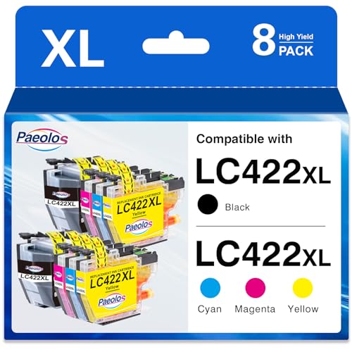 Paeolos LC422XL LC422 Pigment Pack of 8 Compatible with Brother LC422 LC-422XL LC-422VAL Cartridges for Brother MFC-J5340DW, MFC-J5345DW, MFC-J5740DW, MFC-J6540DW, MFC-J6940DW