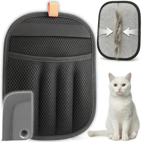 PILPOIL Anti-Hair Glove + Anti-Hair Scraper – 2-in-1 Pack – Cat and Dog Hair Glove with 5 Fingers Reinforced Support – Removes Hair on Sofa, Carpets, Cars, Clothes, Reusable, Washable