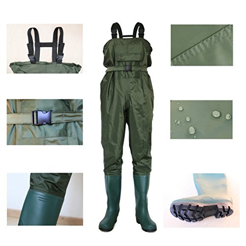 Chest Wader Fishing Hunting Boot Foot Waders, Durable Waterproof Light Weight Affortable + Wader Hanger