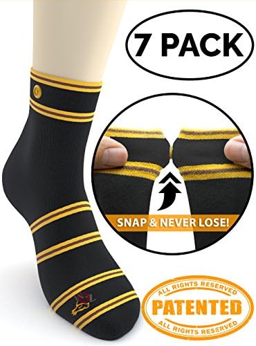 ZOM Ankle Best Dress Socks for Men &amp; Women, 7 Pack, Cotton, No-Lose Snap, Black M-05