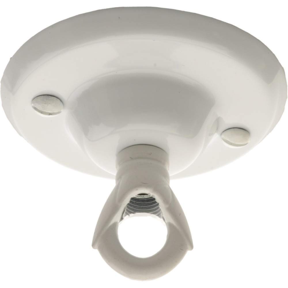 Art Deco Emporium 75mm Vintage Style Ceiling Rose with Art Deco Style Closed Loop in Gloss White Finish and Hand Finished White Fixing Screws