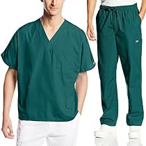 Cherokee Mens Workwear Scrub Set Medical/Dentist Uniform V-neck Top & Cargo Pant (Hunter, Small)