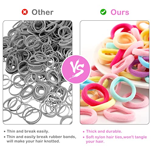 200PCS Baby Toddler Hair Ties, Multicolor Hair Ties, No Crease Hair Elastics Small Ponytail Holders Hair Ties for Kids Girls