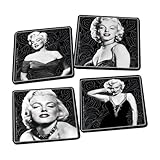 Vandor 70085 Marilyn Monroe 4-Piece Wood Coaster Set, Multicolored