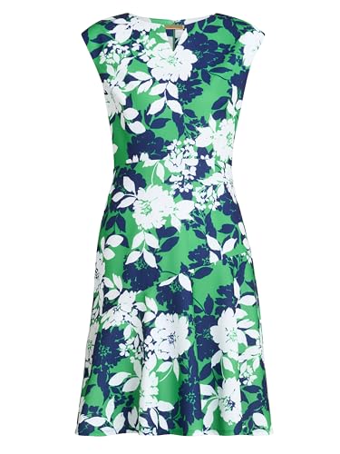 Gina Bacconi Floral Cap-Sleeve Dress, Green, 18