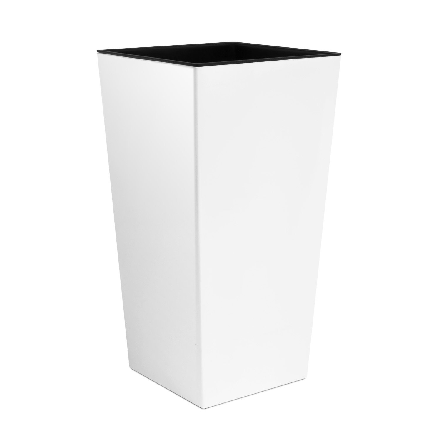 3XL size White URBI 75 cm tall plastic flower pot with internal liner, 7 colours