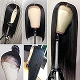 Brazilian Middle Part Lace Front Wig for Black Women 150 Density 13x5 Silky Straight Lace Wigs Pre Plucked with Baby Hair Virgin Lace Frontal Wigs Queen Plus Hair (18inch, middle part wigs)