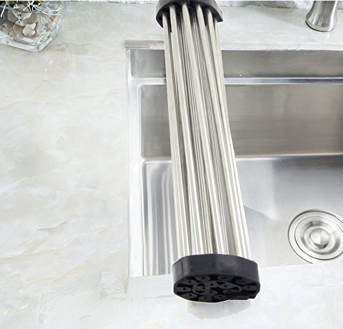 Obecome Stainless Steel Kitchen Dish Drainer Rackâ€“ Rollable, Foldable, Durable and Easy to Store (Black)