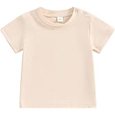 Tsseiatte Toddler Baby Boy Girl Short Sleeve Crew Neck T Shirt Pullover Sweatshirt Summer Basic Tee Solid Casual Clothes