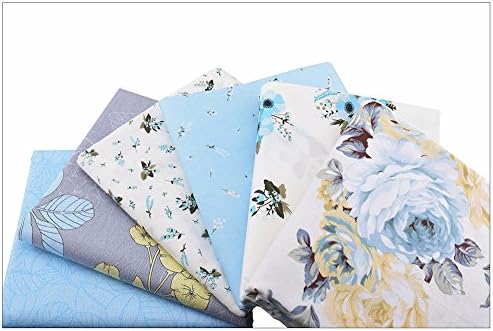 6pcs/lot, Blue Floral Series Twill Cotton Fabric,Patchwork Cloth,DIY Sewing Quilting Fat Quarters