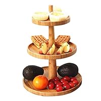 3 Tier Cake Stand Bamboo Serving Tray Fruit Platter Elegant Wedding Cupcake Holder Wooden Cheese Dish Salad Plates